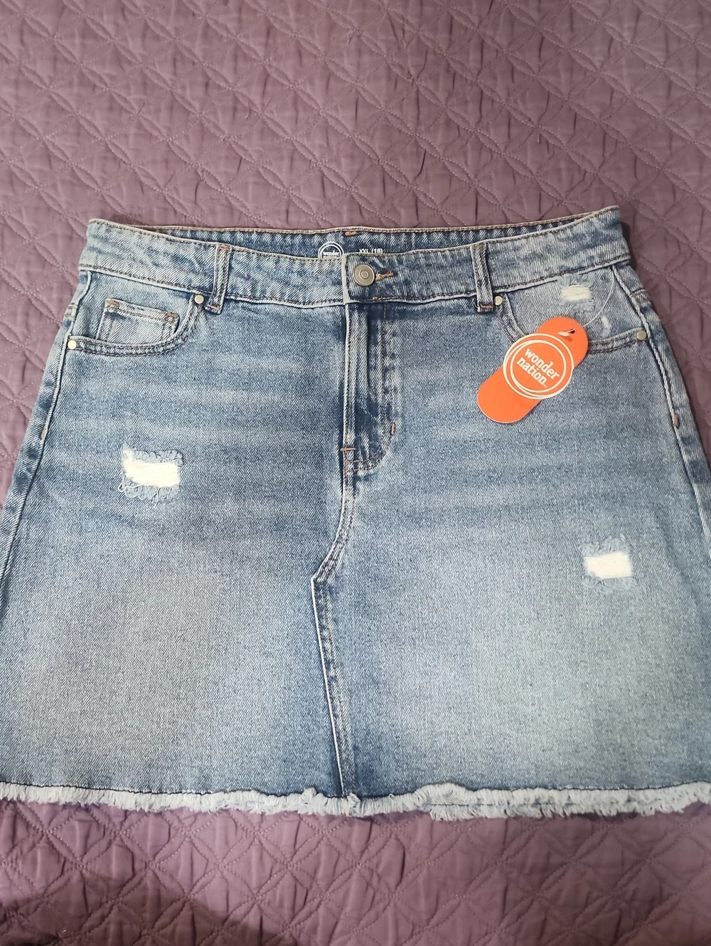 Wonder Nation Denim Mini Skirt with Frayed Hem XXL (18)